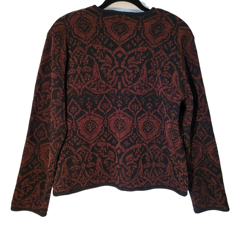 ❤️FINAL PRICE! Jones New York Zip Front Cardigan Jacket Brown Black Medium New - Picture 2 of 8